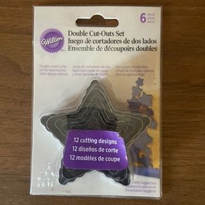 WILTON DOUBLE CUT-OUTS SET 6 PIECES 12 CUTTING DESIGNS DOUBLE SIDED CUTTERS NEW